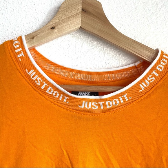 Nike Tee ‘Just Do It’ Knit Collar Short Sleeve Crewneck Orange Men’s Size XL - Picture 3 of 5